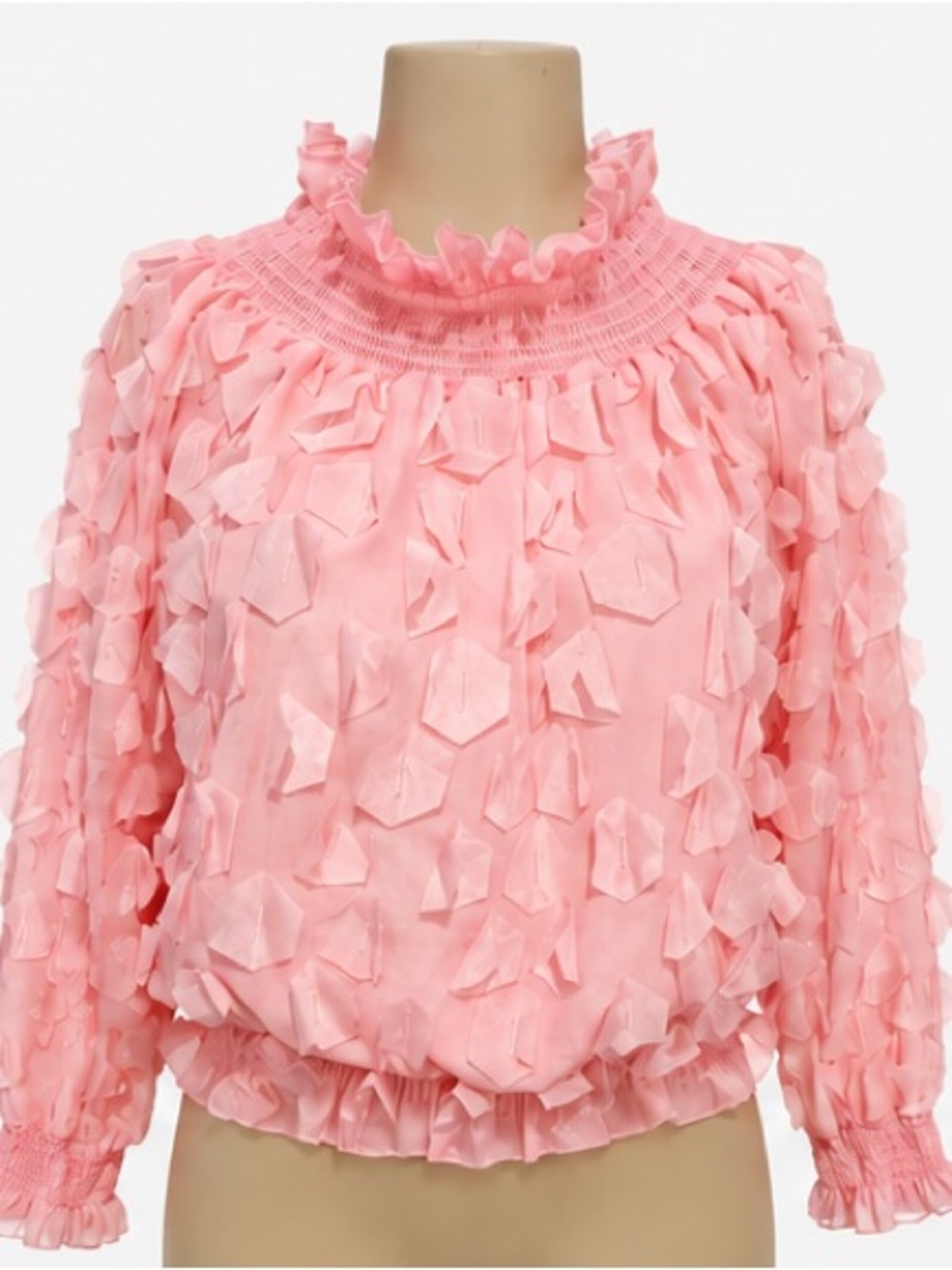WoWo Pink 3D Petal Textured Blouse Size 2XL
